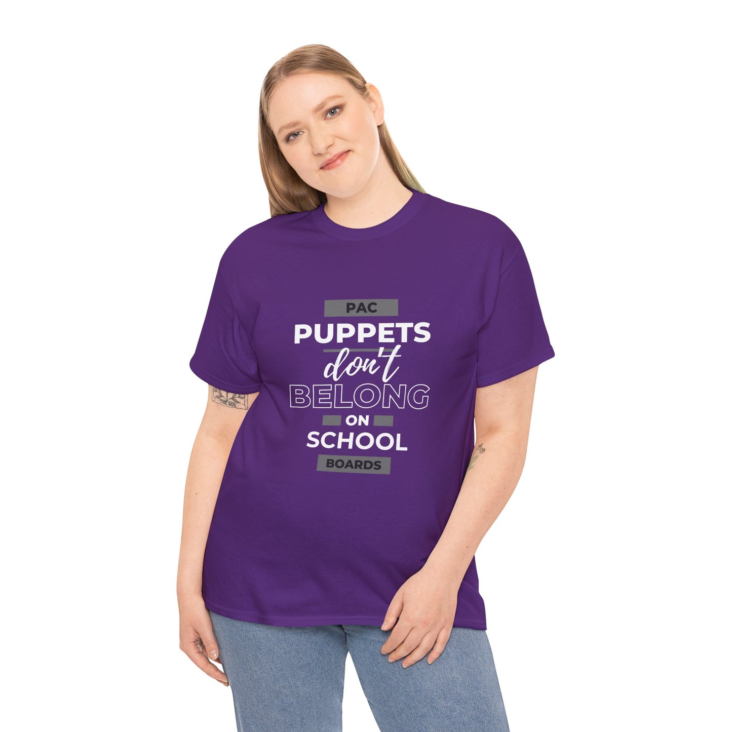 PAC Puppets Don't Belong on School Boards Cotton Tee